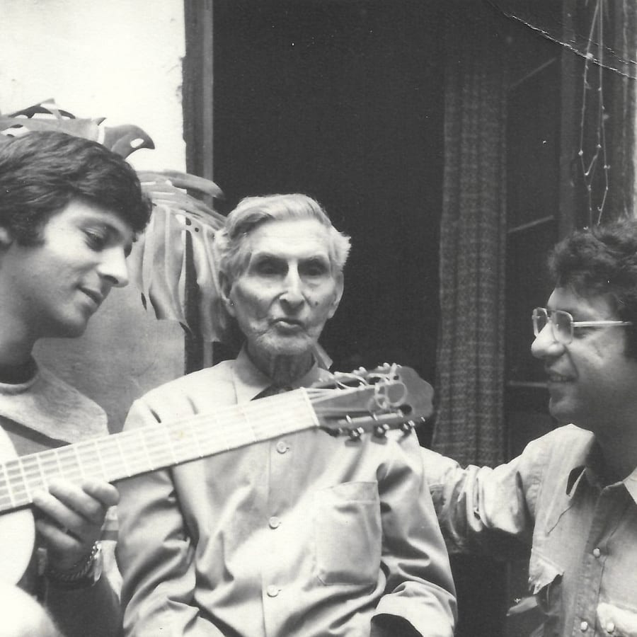 Angel and Pepe Romero with Miguel Rodriguez Sr. in Córdoba, Spain